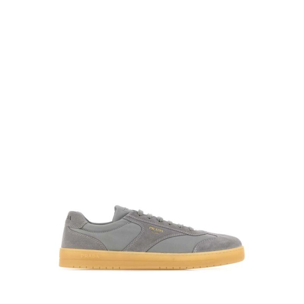 Prada Men Grey Suede E Re-Nylon Sneakers - Picture 1 of 2
